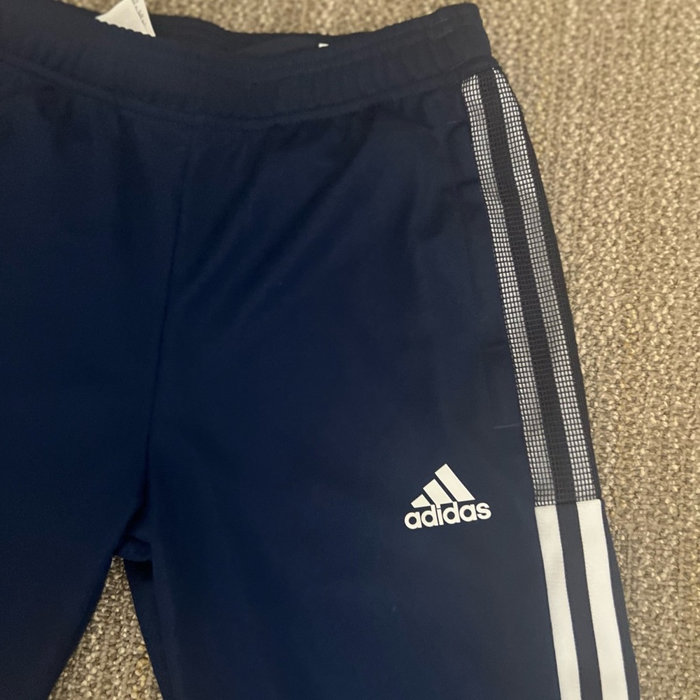 Adidas Kids Dark Blue Joggers with White Stripes - Picture 2 of 4